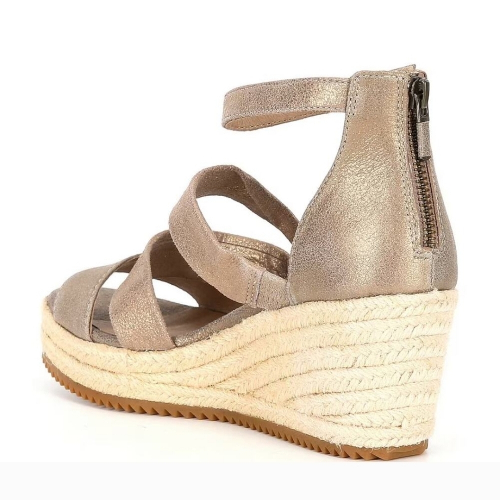 Eileen Fisher Wisp Metalic Espadrille Wedge Sandals - Size 8 - Picture 2 of 8